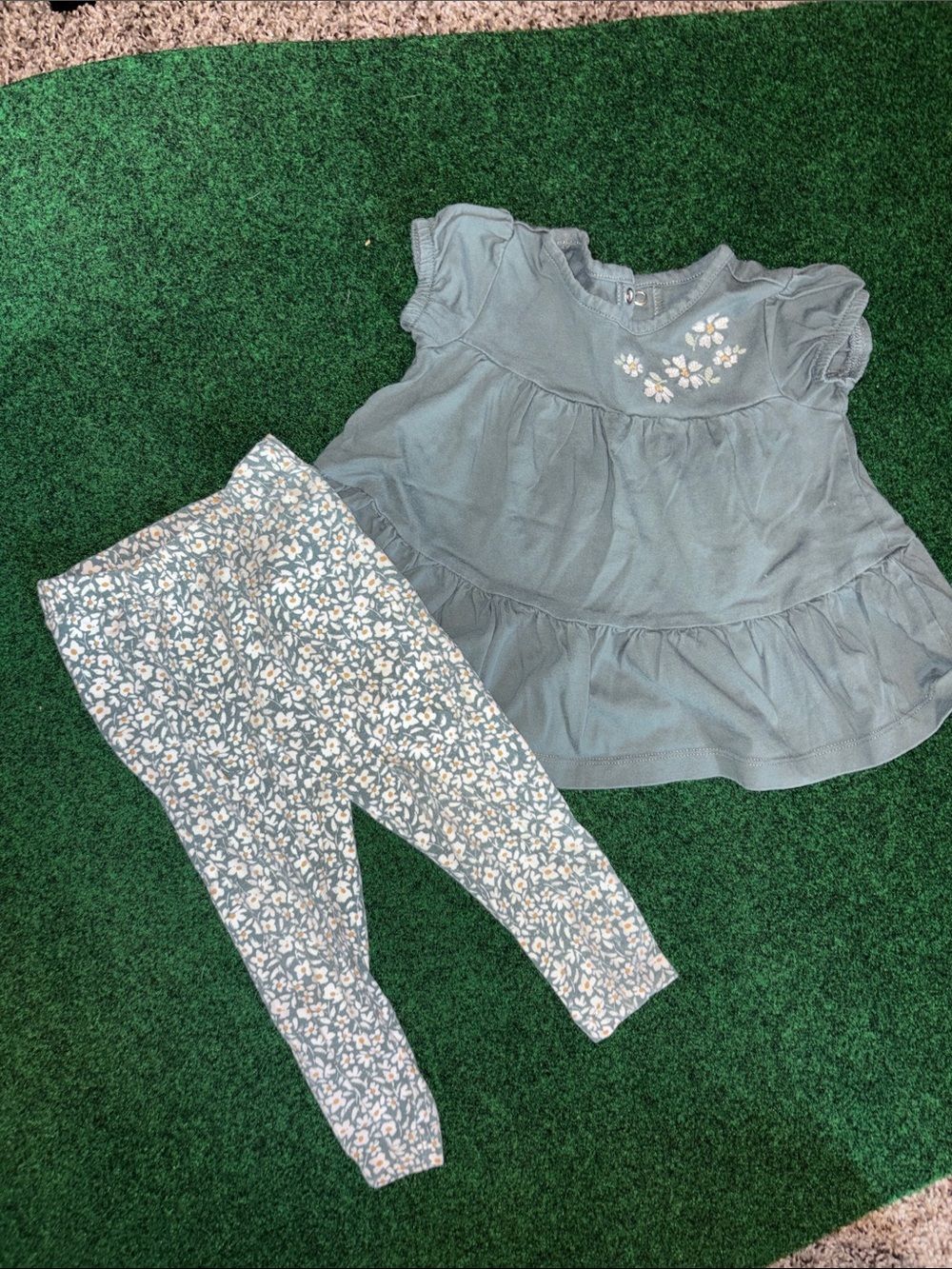 Carter's Blue Floral Top & Leggings Set